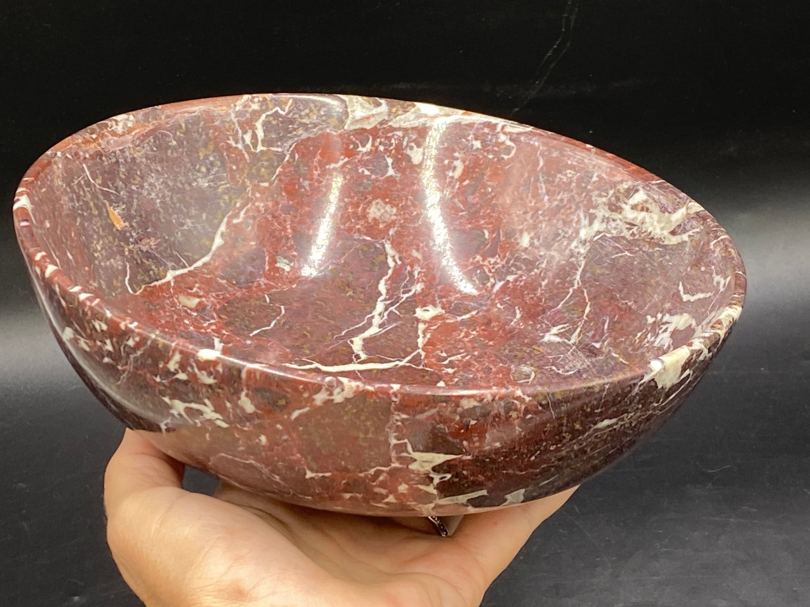 Rock, Crystal, Natural, Decor, Collectible, Carving, Bowl: Red Marble Bowl Pakistan