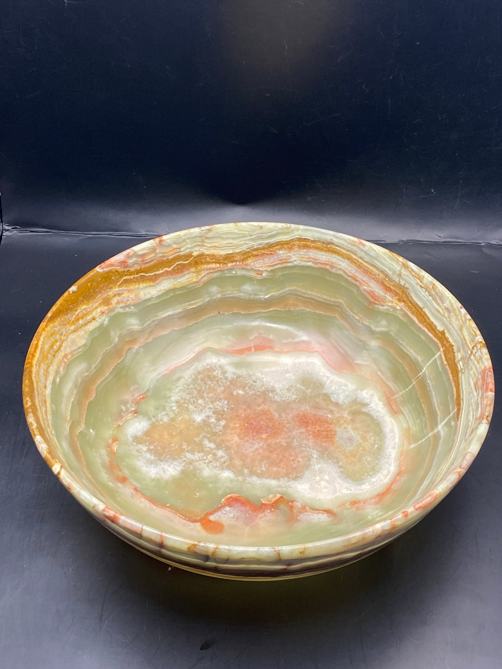 Rock, Crystal, Natural, Decor, Collectible, Carving, Bowl: Onyx Bowl (Banded Calcite) 8"