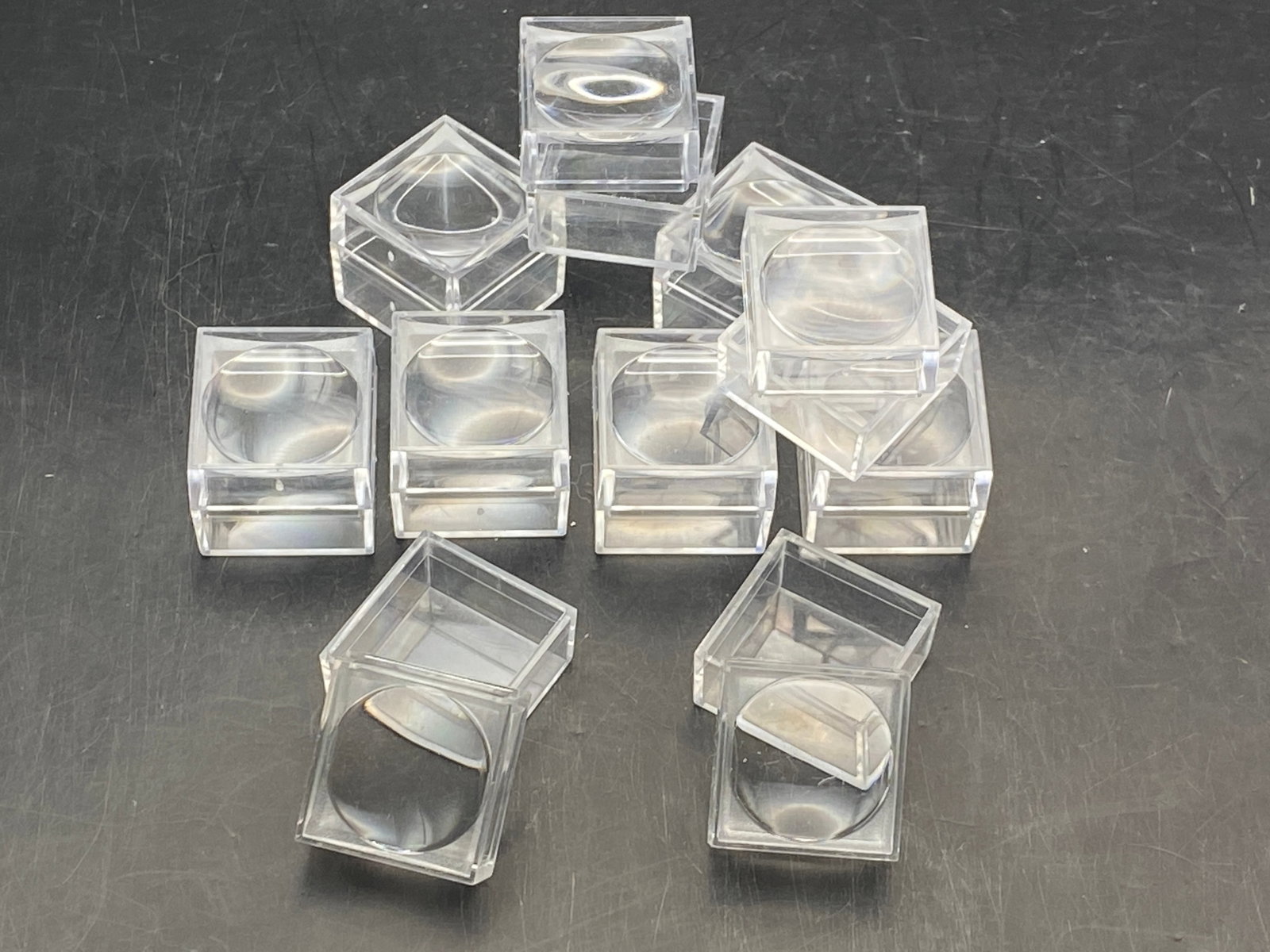 Plastic, Decor, Stand, Display, Magnifier: Display Boxes with Magnifier Top Set of 10
