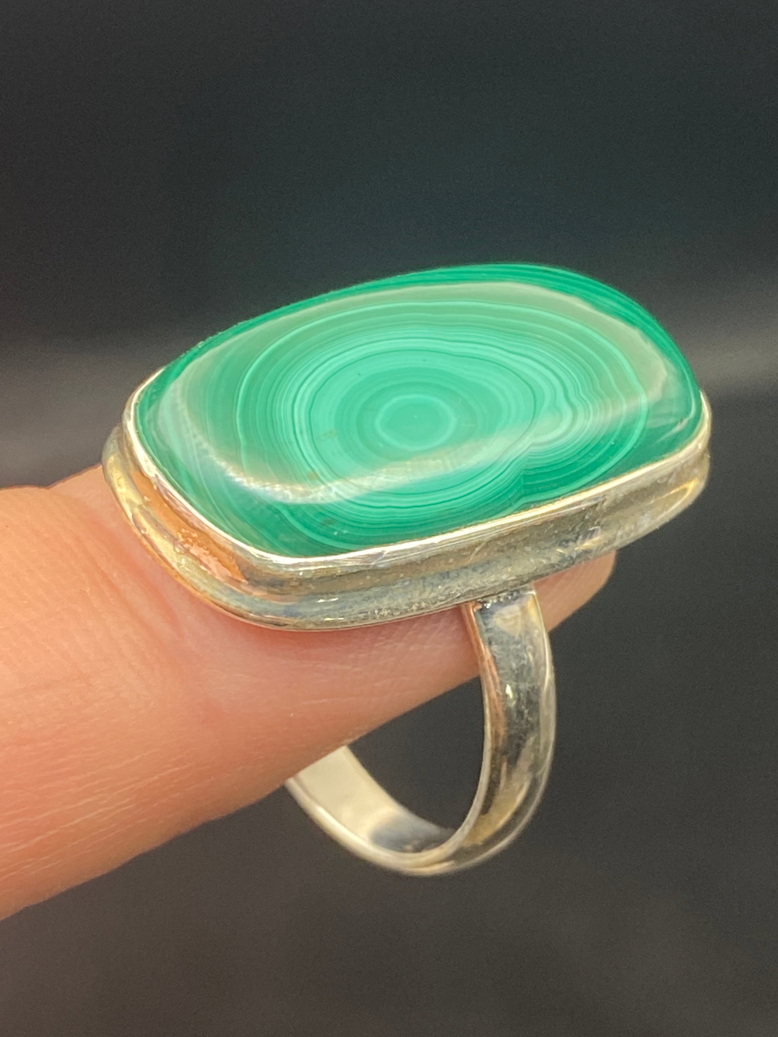 Malachite Sterling Silver Ring Size 10: Rock, Crystal, Natural, Jewelry, Ring, Sterling