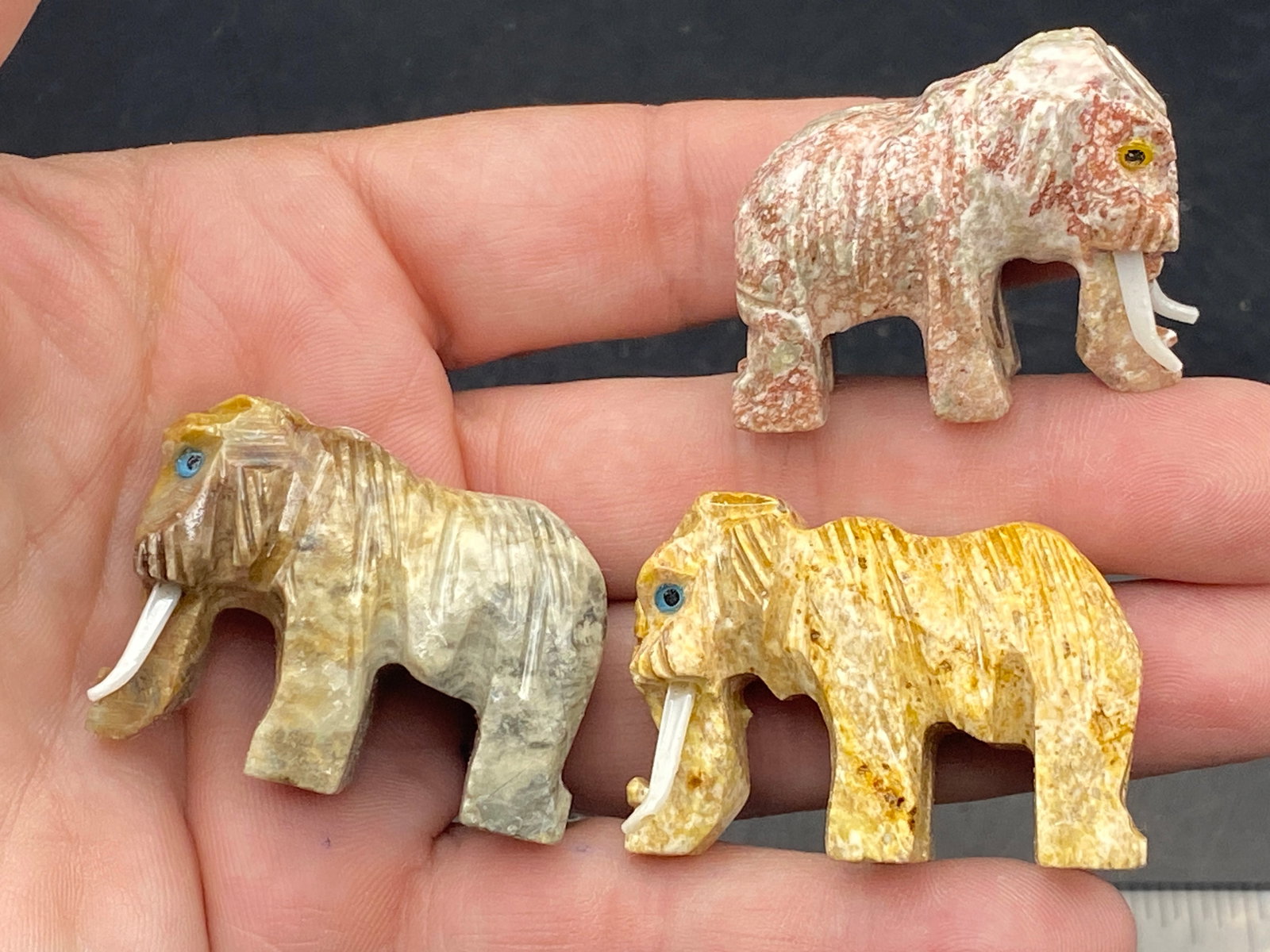 Soapstone 3 Mammoth: Rock, Crystal, Natural, Decor, Collectible, Carving, Mammoth