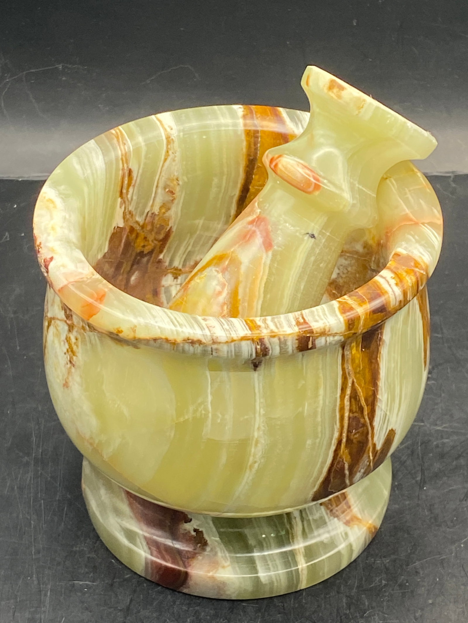 Rock, Crystal, Natural, Decor, Collectible, Carving, Mortar & Pestle: Mortar & Pestle Onyx (Banded Calcite) 2lb 7oz