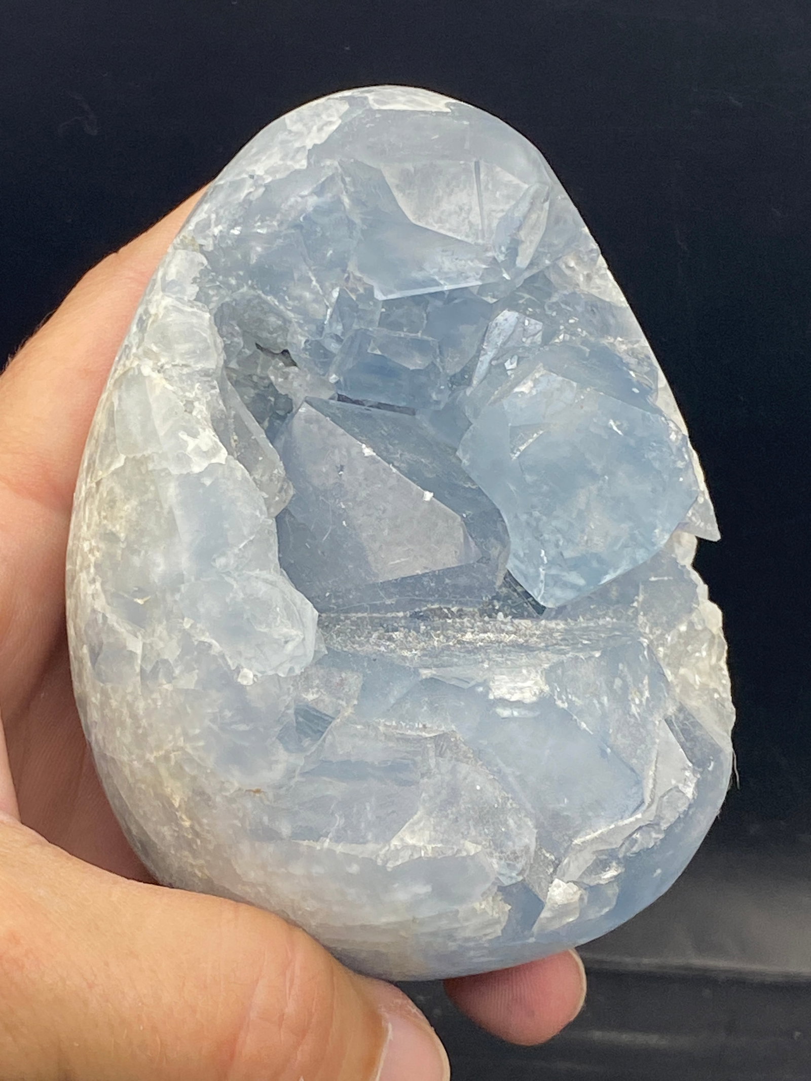 Rock, Crystal, Natural, Decor, Collectible, Carving, Egg: Celestite Egg (Repaired) 1lb 12oz