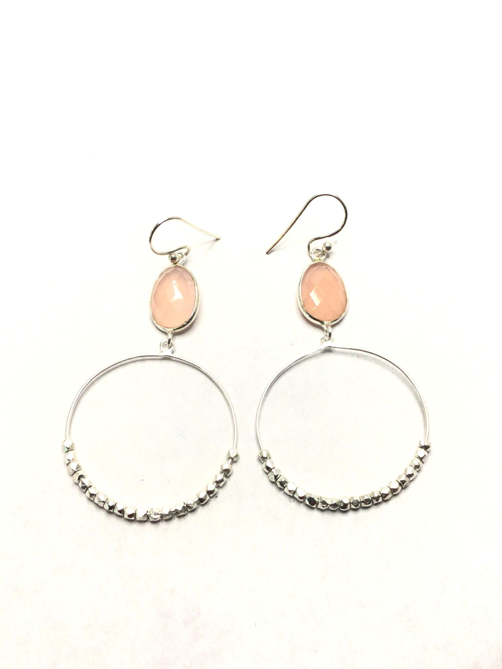 Sterling silver earrings Sterling earrings with rose quartz gemstones. 5.78 grams total weight. (1 of 2)