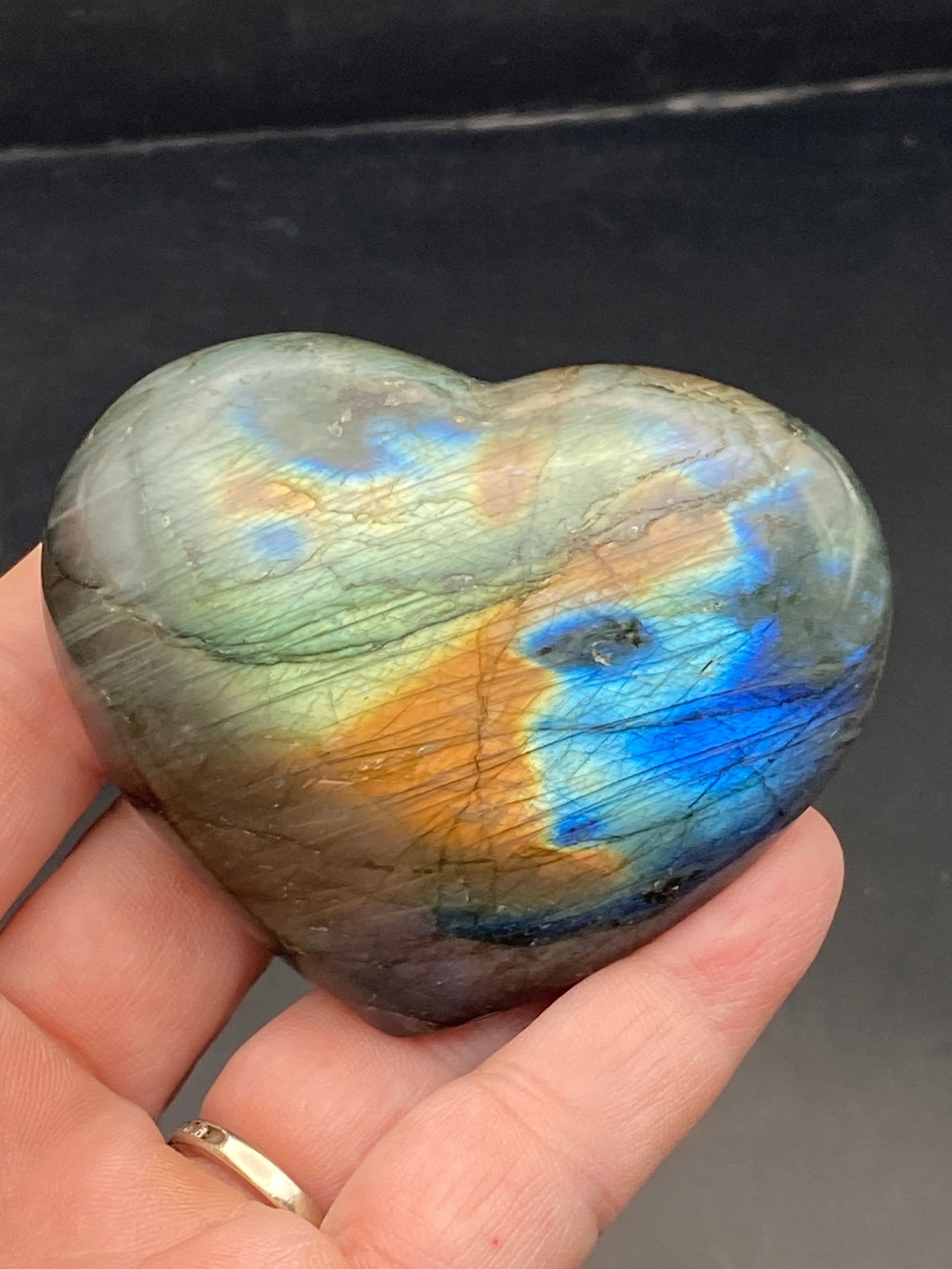 Rock, Crystal, Natural, Decor, Collectible, Carving, Heart: Labradorite Heart