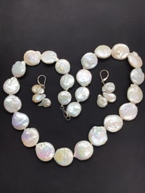 Coin pearl jewelry set