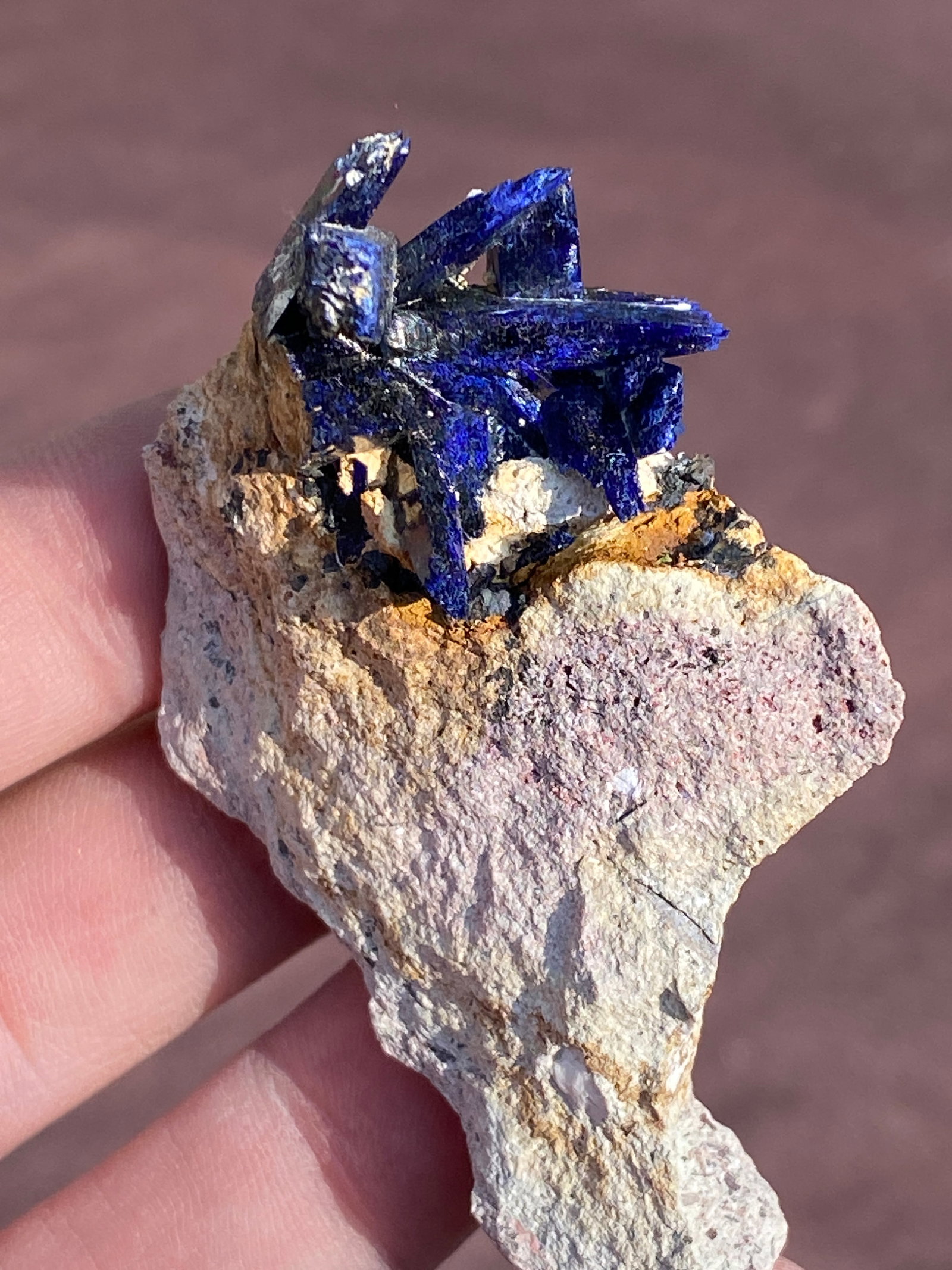 Rock, Crystal, Natural, Collectible, Mineral, Specimen: Azurite Crystals in Matrix Morocco 38g