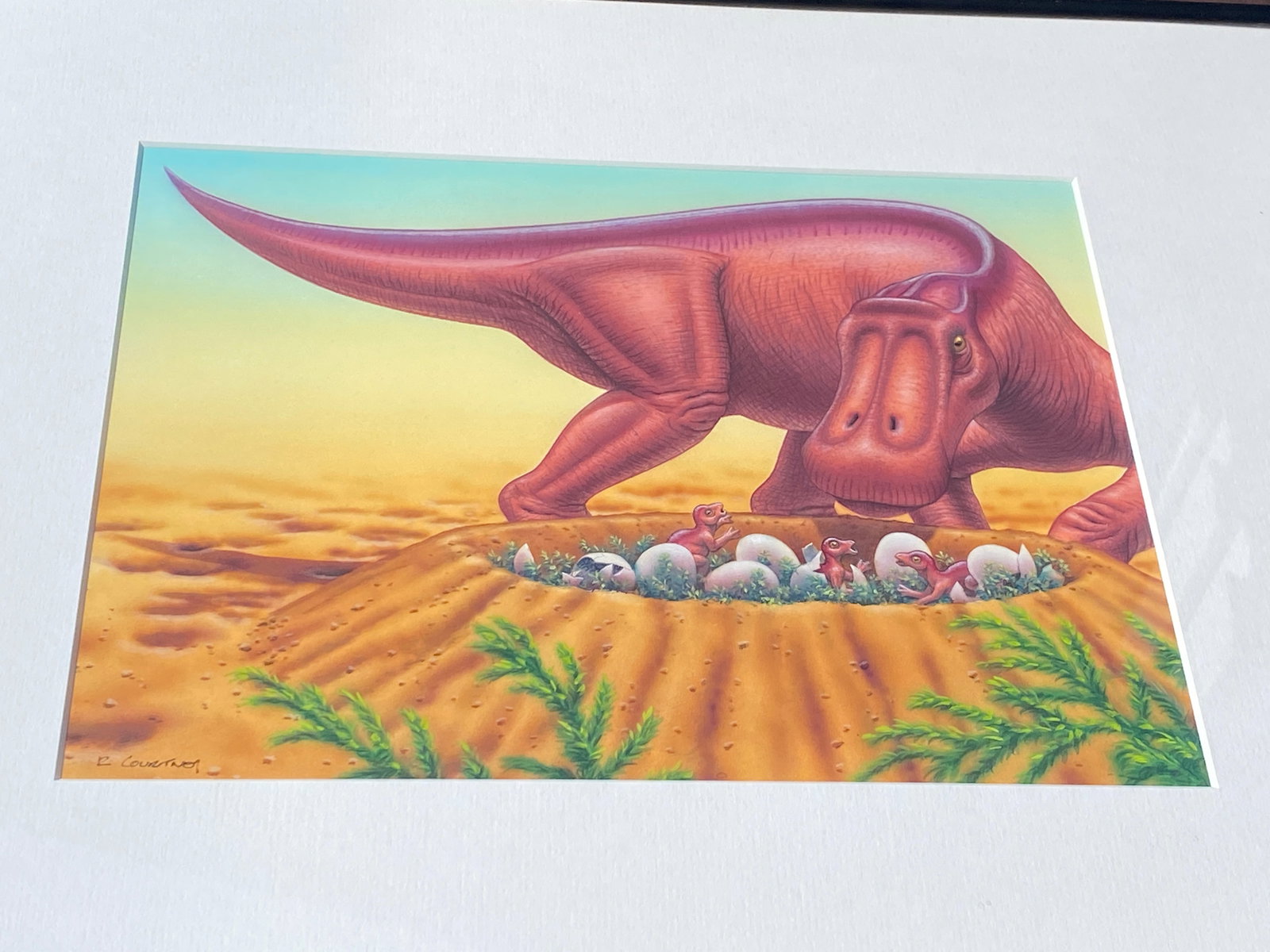 Art, Original, Natural, Decor, Collectible, Scholastic Press: Original Artwork Scholastic Press "Maiasaura and Eggs" from "Dinosaurs" 10 x 13"