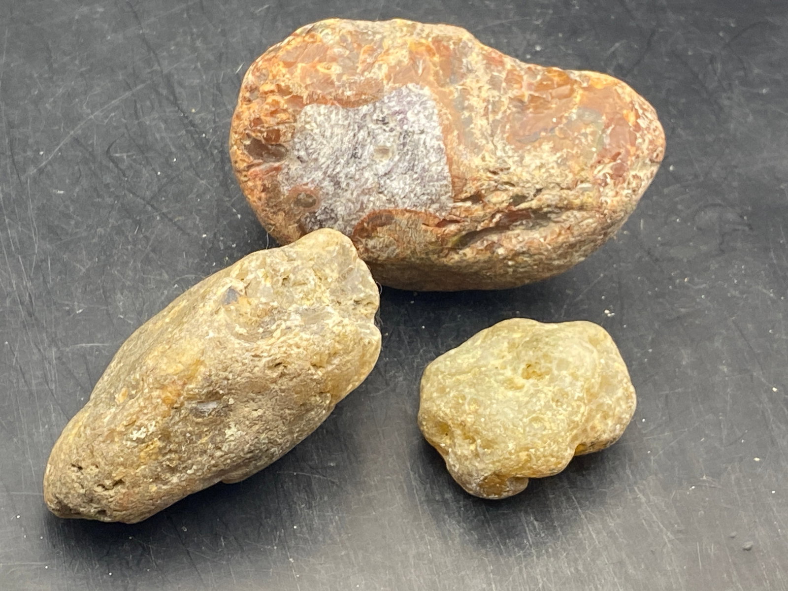 Agate, Rock, Crystal, Natural, Collectible, Specimen,: 3 Agates (Whole) 1lb 4oz