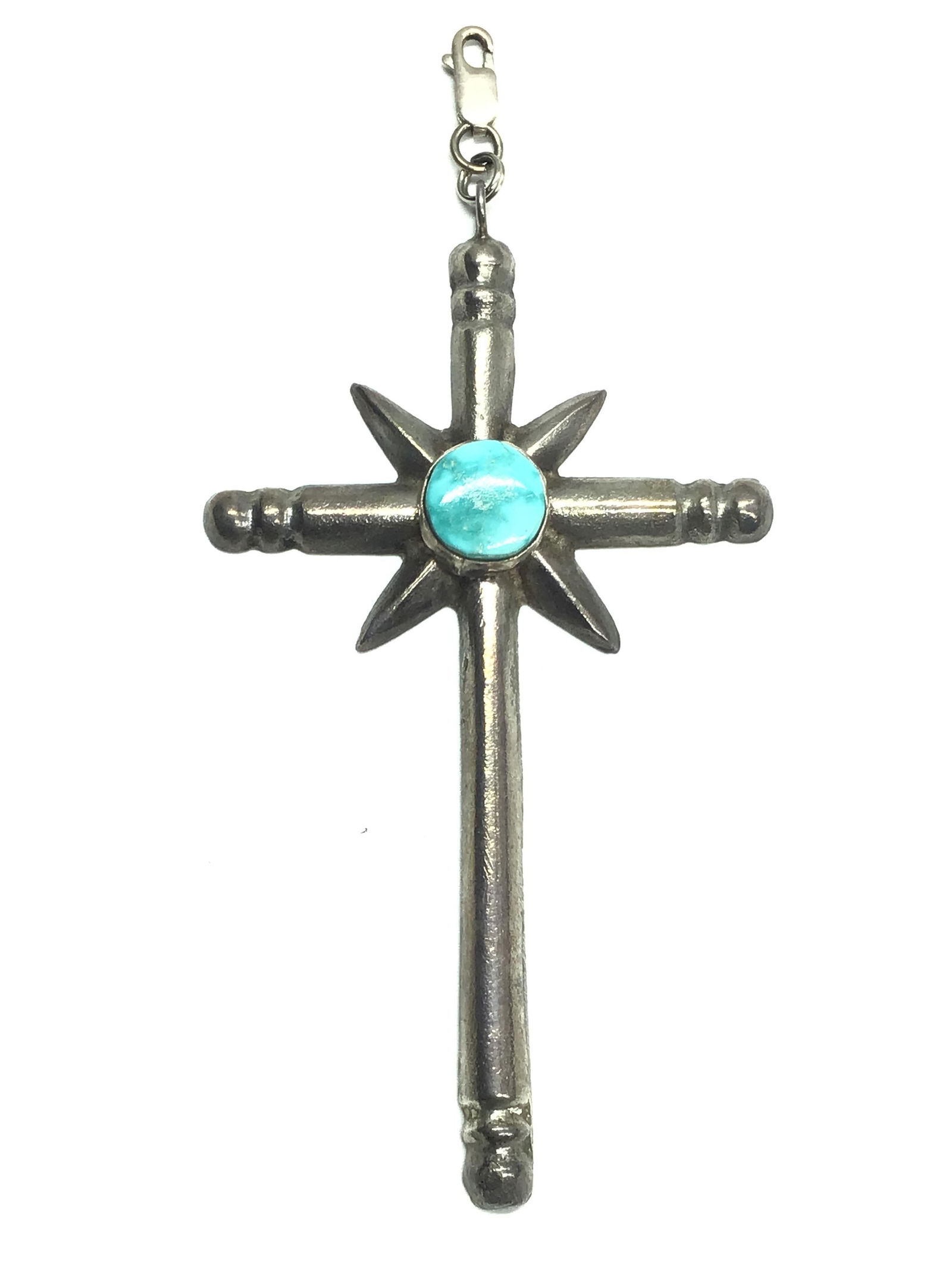 Artisan made pendant Sterling silver sandcast pendant with turquoise stone. 36.59 grams total (1 of 3)