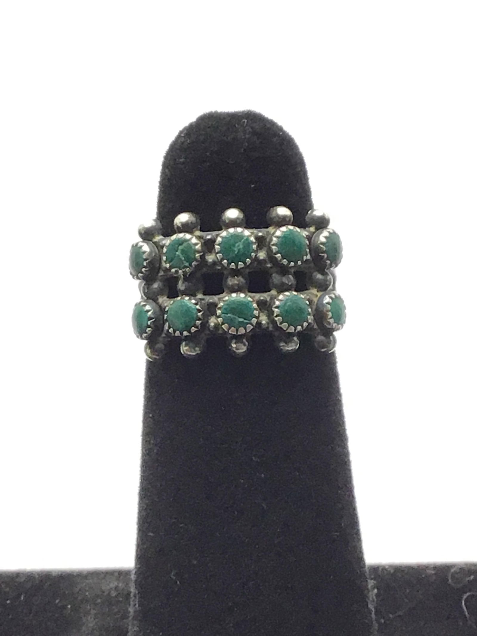 Artisan made ring Sterling silver ring with malachite stones. 4.76 grams total weight. Size 5 1/2 (1 of 3)