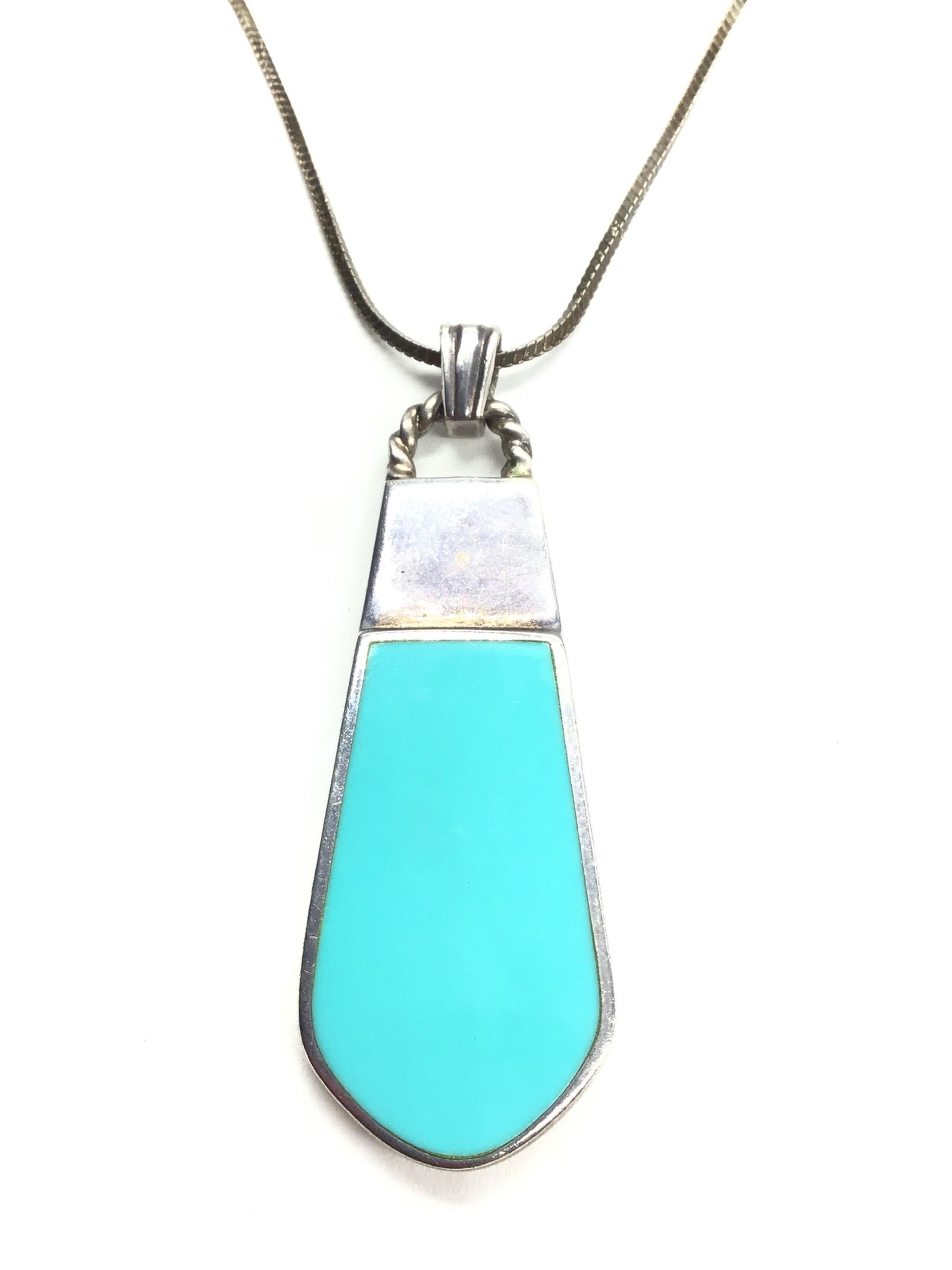 Artisan made necklace Sterling silver necklace featuring turquoise stone. 10.04 grams of total (1 of 3)
