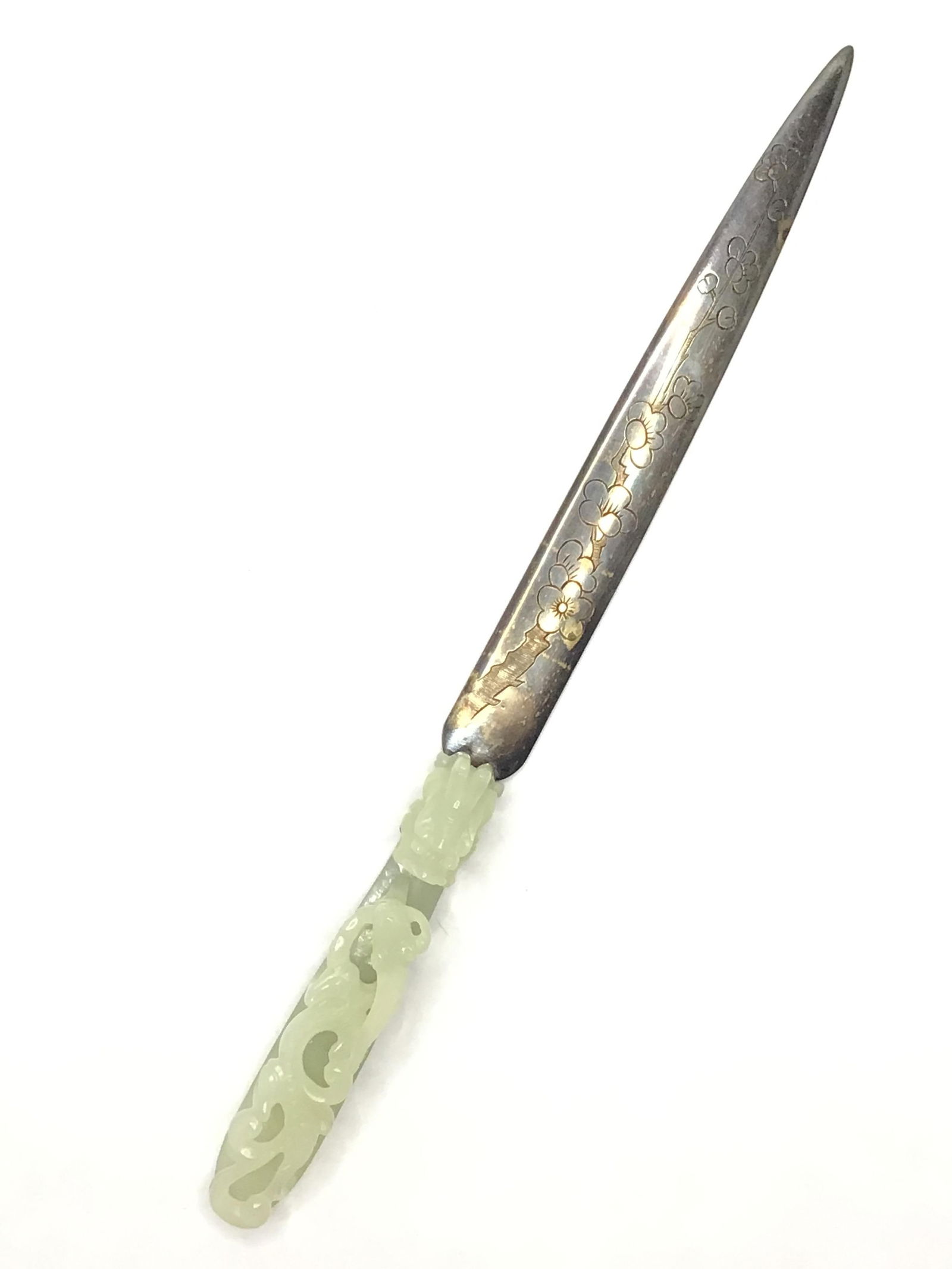 Jade handled letter opener Beautiful green jade handled letter opener. Characters translate to (1 of 6)