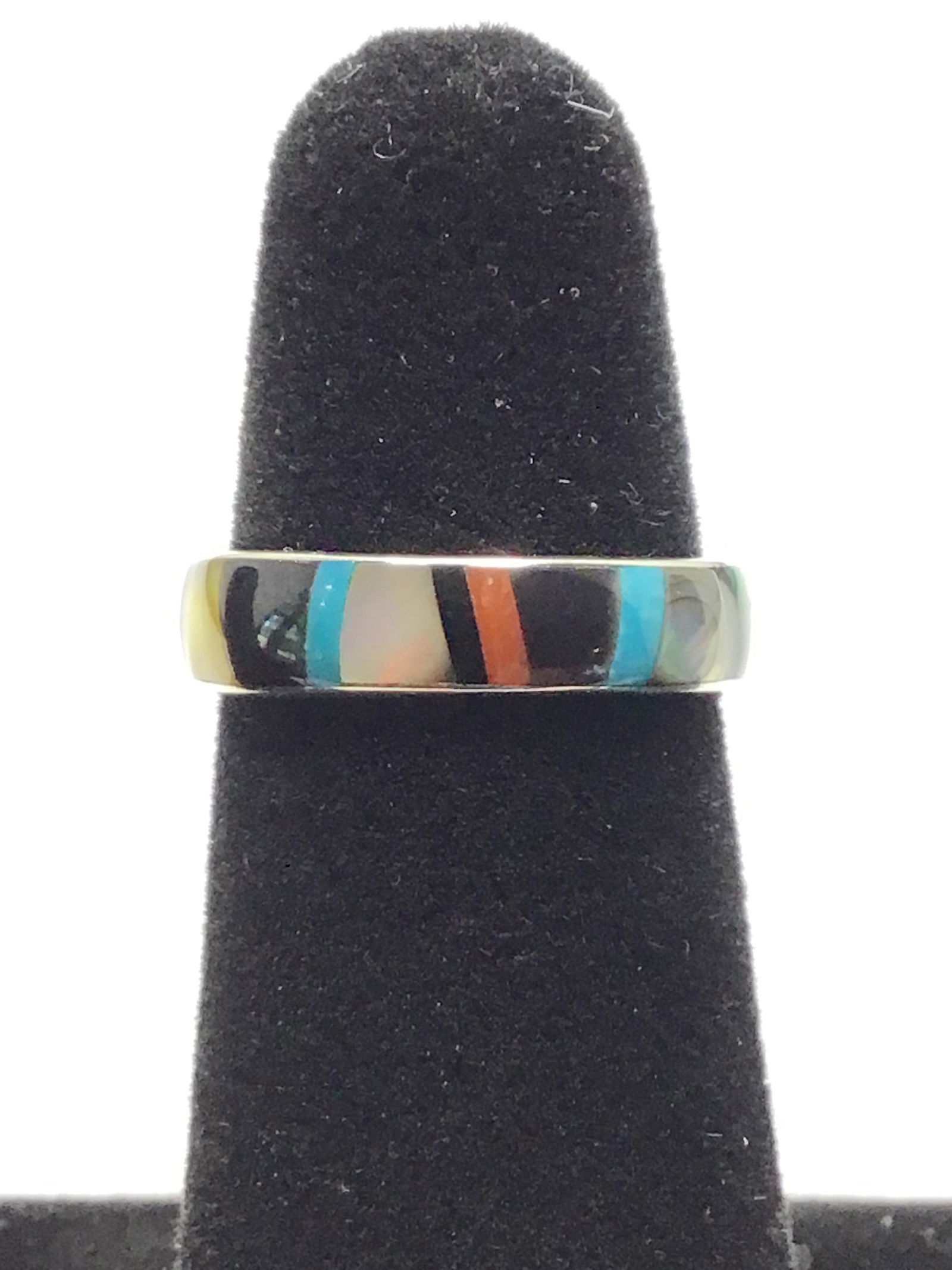Zuni Handmade ring Sterling silver ring with multiple stone inlay. 1.85 grams total weight. Size 6 (1 of 3)