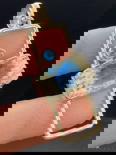 Rock, Crystal, Natural, Jewelry, Pendant, Sterling: K2 (Azurite/Granite) with Blue Topaz Sterling Silver Pendant