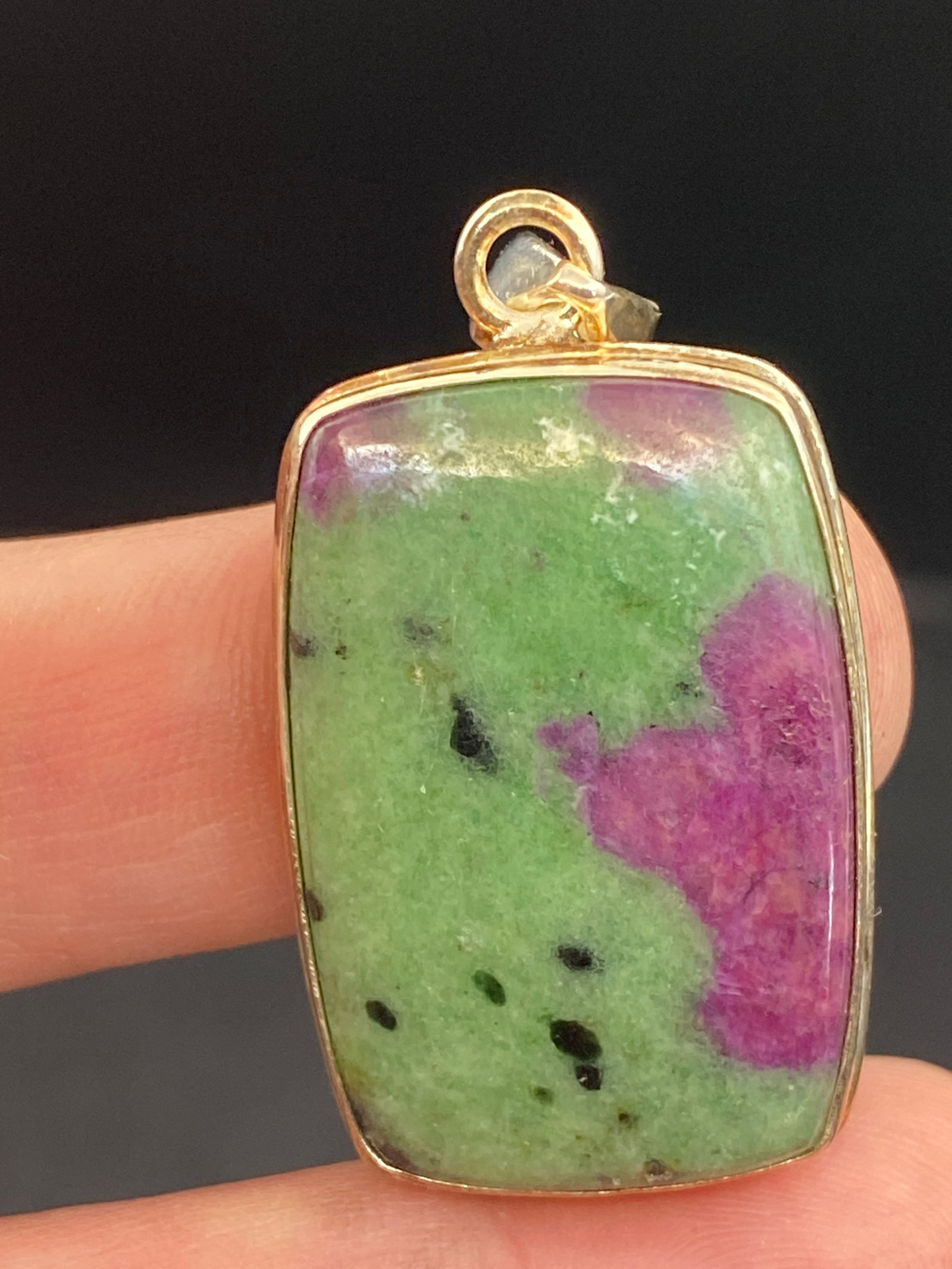 Rock, Crystal, Natural, Sterling, Jewelry: Ruby Zoisite Sterling Silver Pendant
