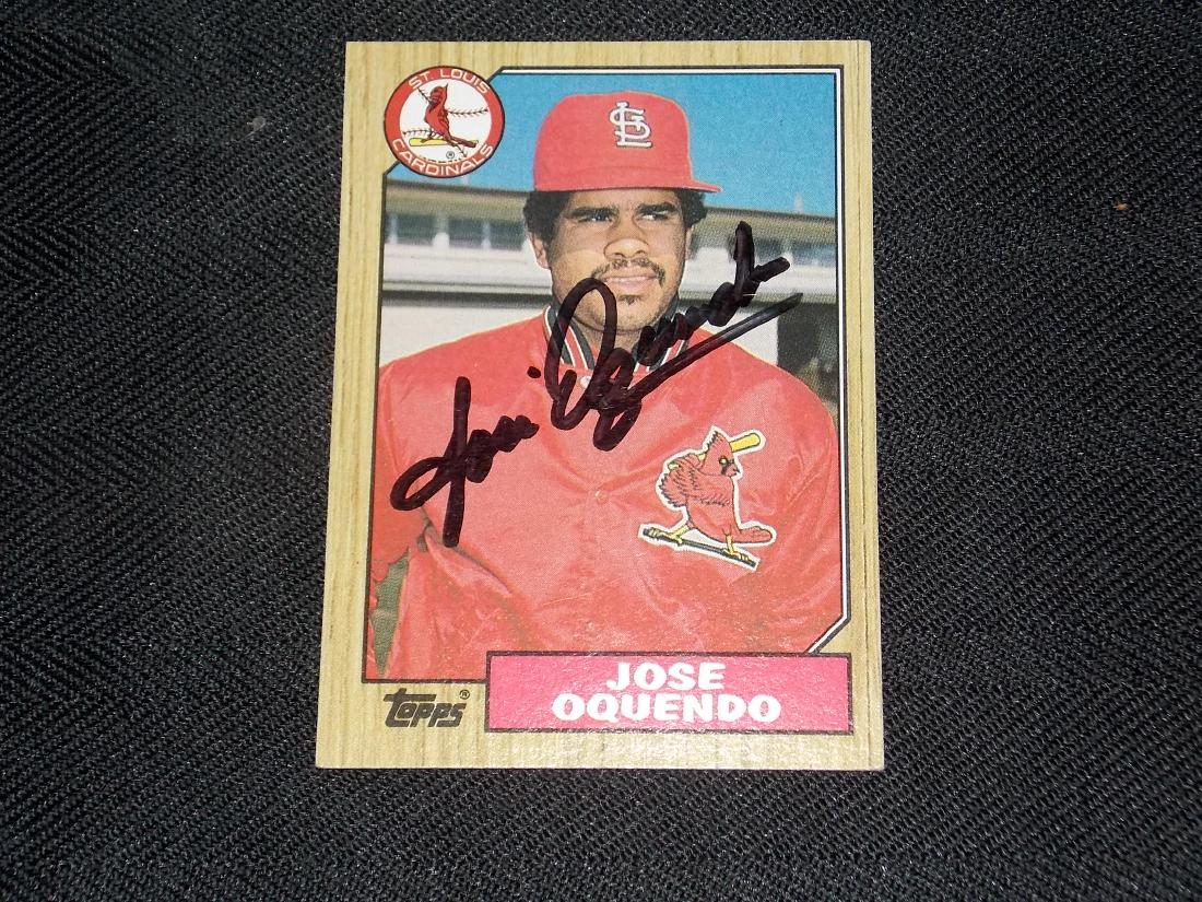 Autographed Baseball Card: Jose Oquendo, Cardinals, Autographed Card