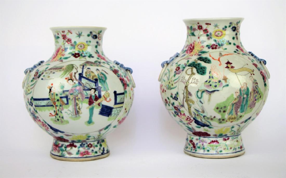 PAIR OF CHINESE FAMILLE ROSE FIGURAL VASES (1 of 6)