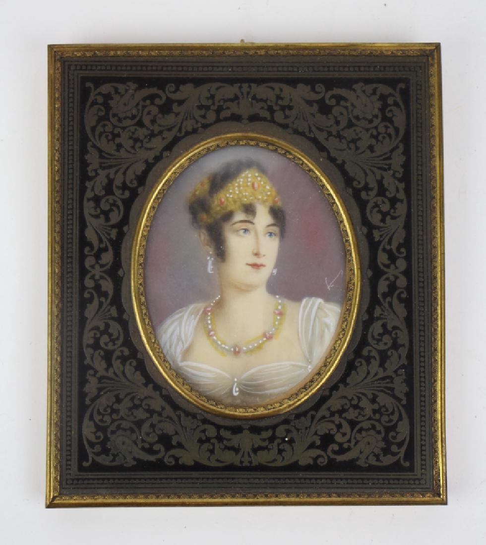 MINIATURE PORTRAIT PAINTING IN BOULLE FRAME (1 of 4)