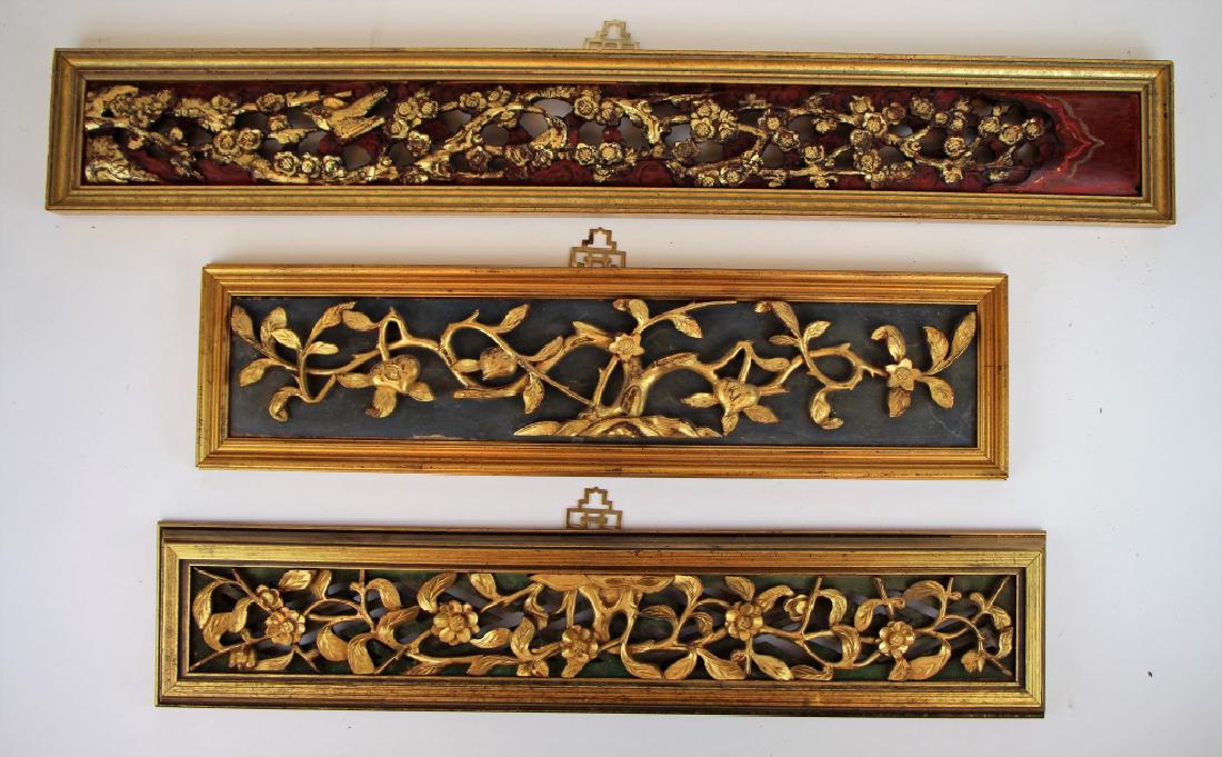 THREE CHINESE GILT LACQUERED ARCHITECTURAL PANELS (1 of 5)