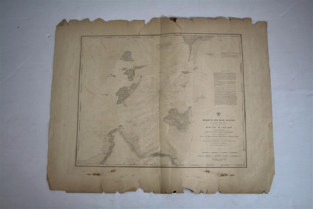 1852 MAP OF KELLEY'S & BASS ISLANDS: Having tears along the top & discoloration and fold down centre. Engraved by W. H. Dougal. Size: 66 x 83 cm ( 26 x 32 3/4 in )