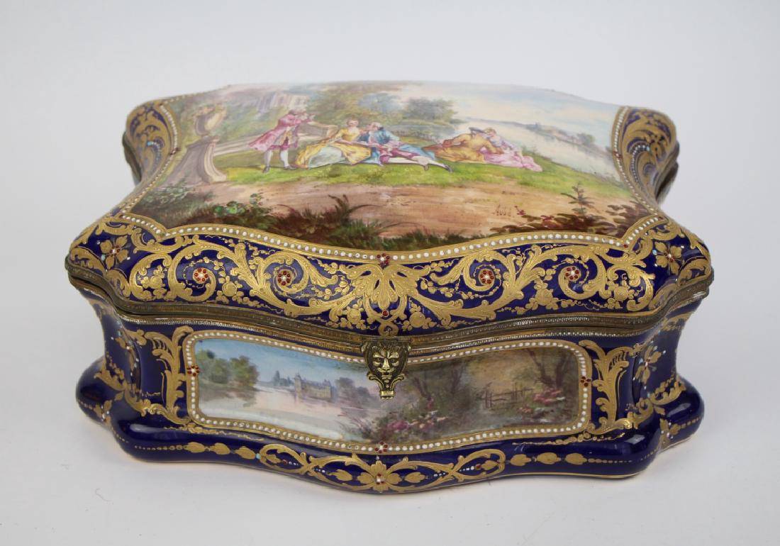 19th CENTURY SEVRES STYLE PORCELAIN SEWING BOX (1 of 10)