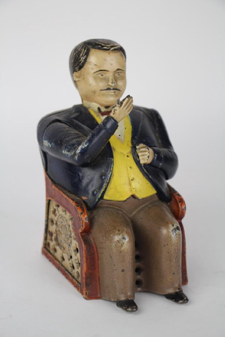 POLYCHROME CAST IRON MECHANICAL "TAMMANY BANK" (1 of 5)