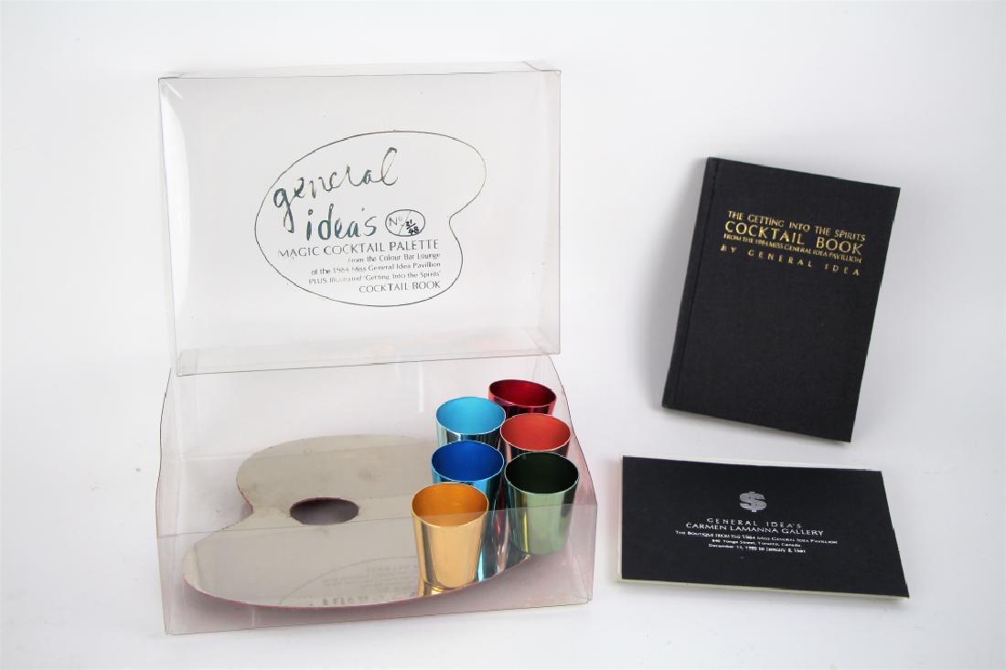 GENERAL IDEA MAGIC COCKTAIL PALETTE: Complete set in box with magnetic shot glasses in various colours, number 21 out of 48, with cocktail book. L. 20cm (8 in.). Total approx. weight 600 g.
