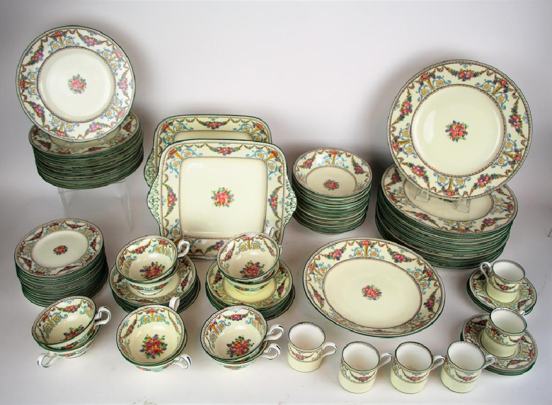 WEDGWOOD VENTNOR DINNER SET: Complete dinner setting for ten with 6 demi tasse, and extras. Set including 12 dinner plates (10 1/4 in.), 12 salad plates (8 in.), 12 bread and butter (6 in.), 12 cereal bowls (6 in.), 10 cups and s