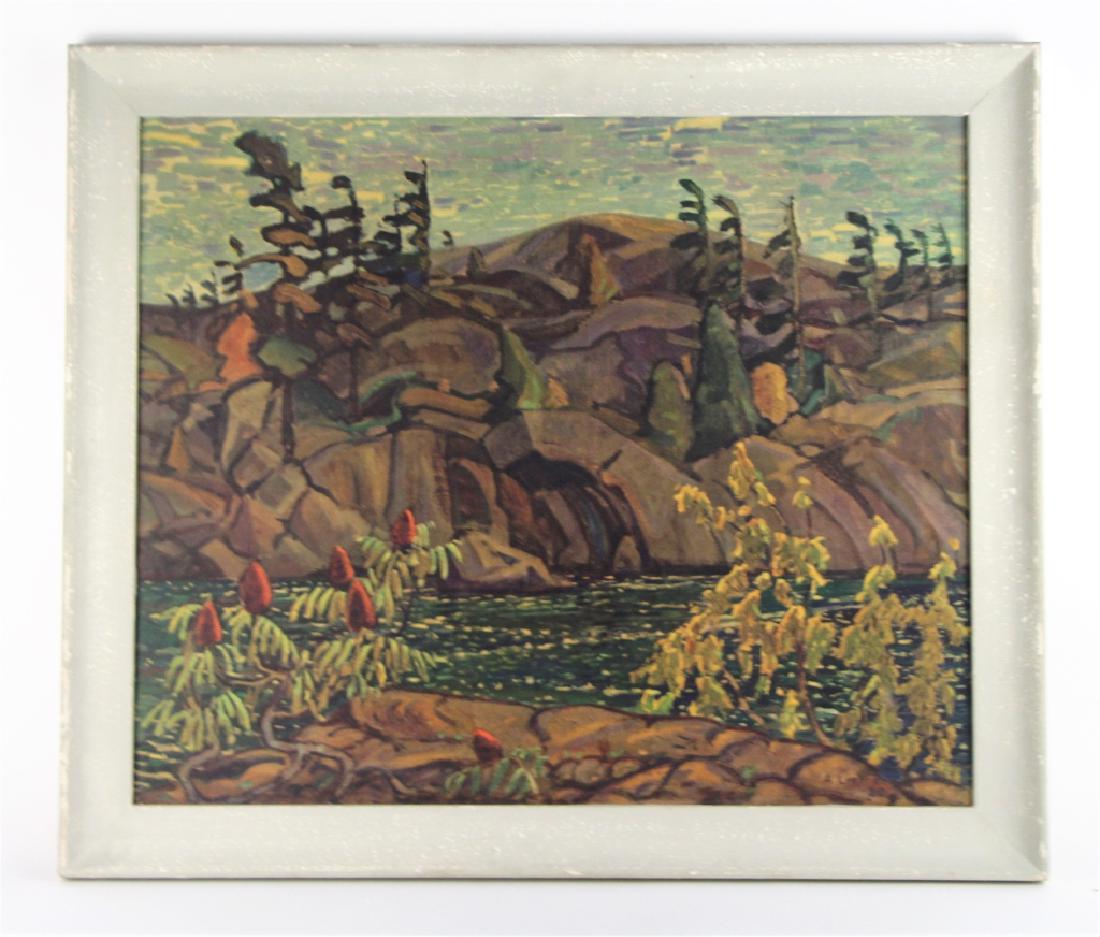 SAMPSON MATTHEWS SILKSCREEN: Arthur Lismer. Image size 50 x 60cm (19 3/4 x 23 3/4 in.). Frame size 60 x 70cm (23 1/2 x 27 1/2 in.).