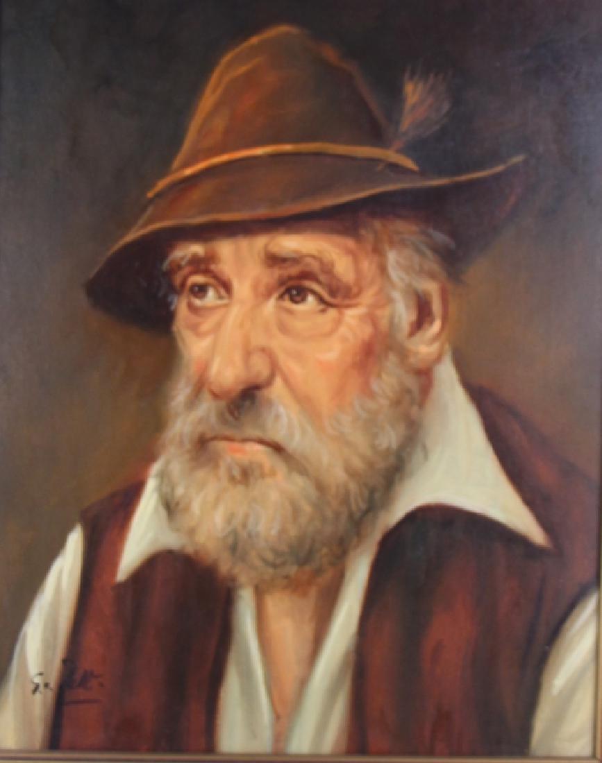 OIL PAINTING BY G. VAN PELT: Oil on canvas. Portrait of man with hat and beard. Signed lower left. Image size 51 x 40cm (20 x 15 3/4 in.). Frame size 68 x 57cm (26 3/4 x 22 1/2 in.).