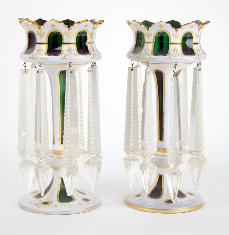 PAIR CASED GLASS LUSTRES (1 of 6)