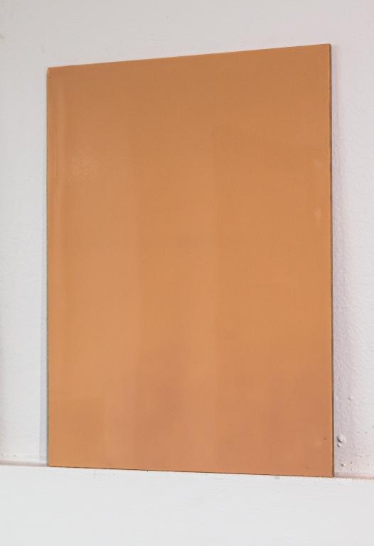 FOUR CRATES VINTAGE VITROLITE GLASS: As found. 80-100 Square feet. Salmon Vitrolite glass panels. New old stock. 12' x 16" each