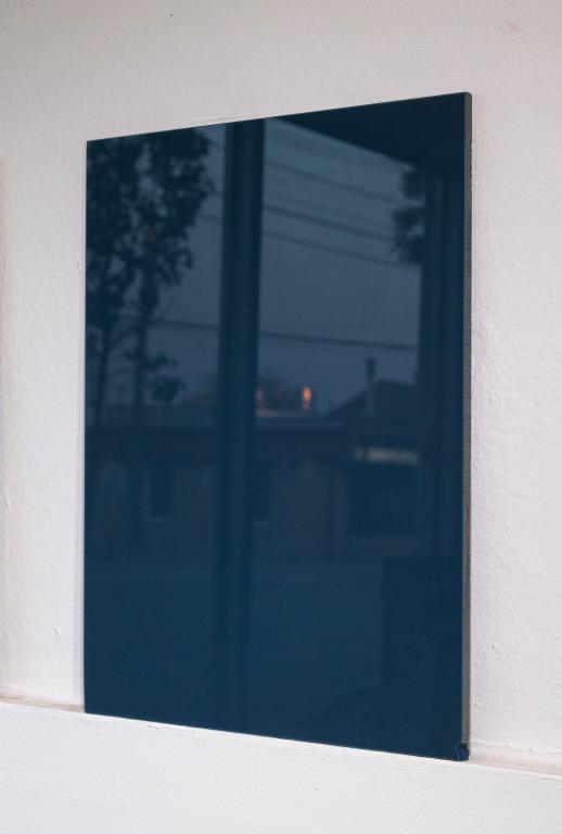 FOUR CRATES VINTAGE VITROLITE GLASS: As found. 80-100 Square feet. Navy Blue Vitrolite glass panels. New old stock. 12' x 16" each