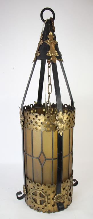 GOTHIC STYLE LEADED GLASS HANGING LIGHT (1 of 6)