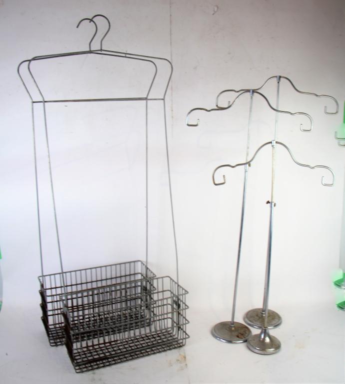 FIVE VINTAGE METAL DISPLAY STANDS (1 of 5)