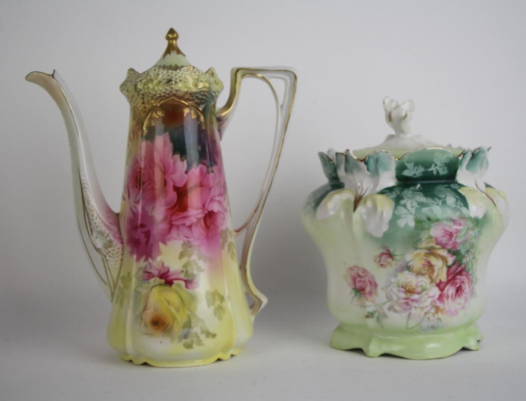 R.S. PRUSSIA TEA POT AND BISCUIT BARREL (1 of 13)