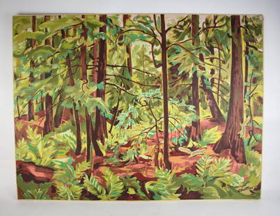 SAMPSON MATTHEWS SILKSCREN - ALBERT CLOUTIER: Eastern Hemlock" with original label on back. Size: 30 x 40