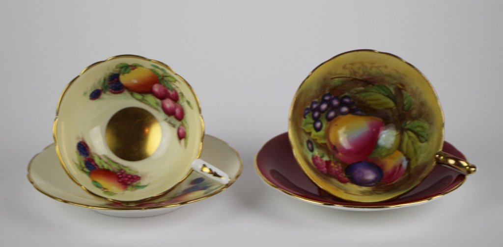 TWO FRUIT PATTERN CUPS AND SAUCERS (1 of 2)