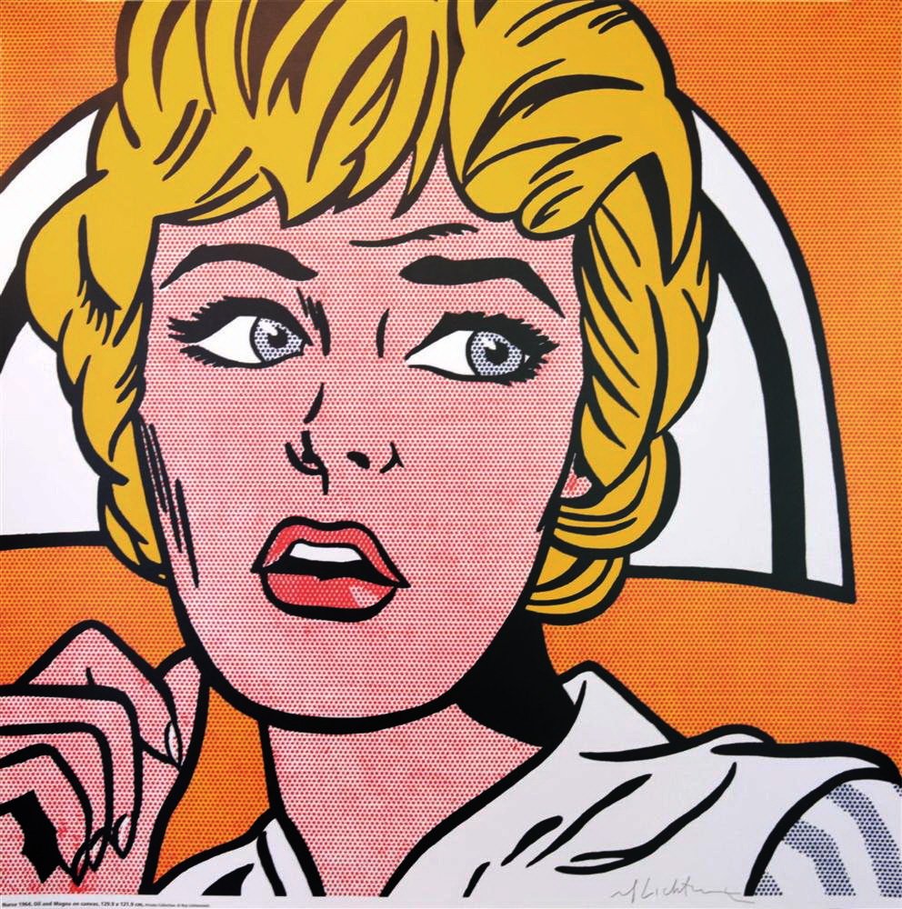 ROY LICHTENSTEIN - Nurse: ADDITIONAL INFORMATION: Roy Lichtenstein (American, 1923-1997). "Nurse". Color offset lithograph. 1964. Signed in pencil, lower right. Edition unknown, probably small. White wove paper. The full sheet