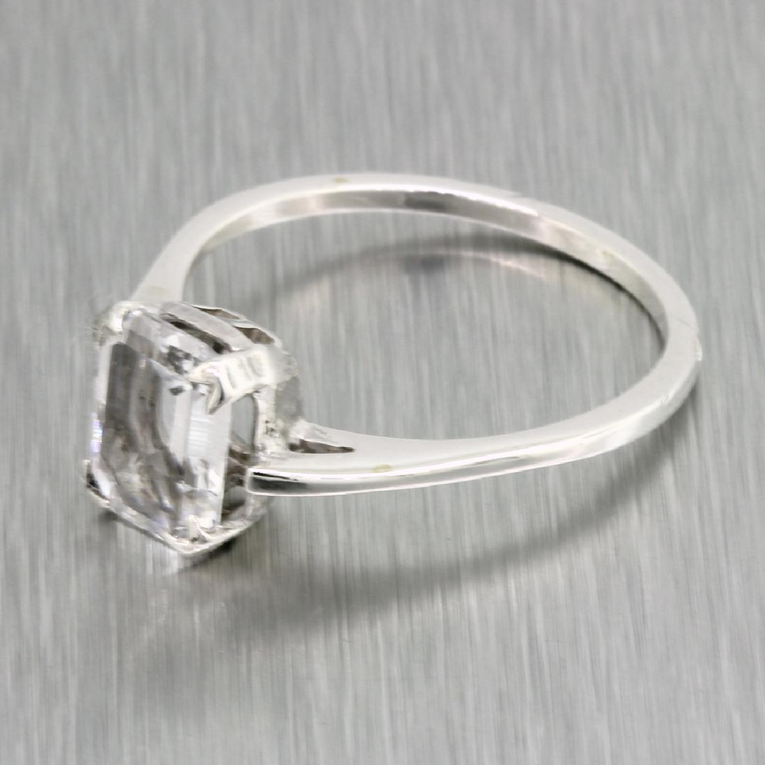 Ladies Retro Estate 925 Silver Solitaire Emerald Cut (1 of 1)