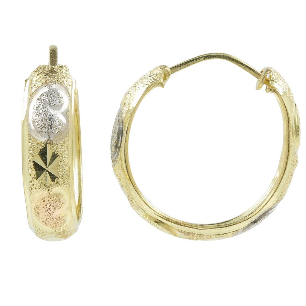 Classic Estate Ladies 14K Tricolor Gold 17MM Hoop (1 of 5)