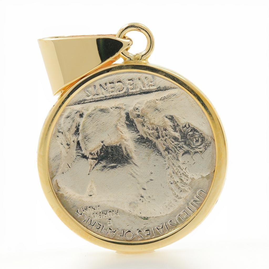 Rare Vintage Estate 10K Yellow Gold Bezel Pendant 1915 (1 of 3)