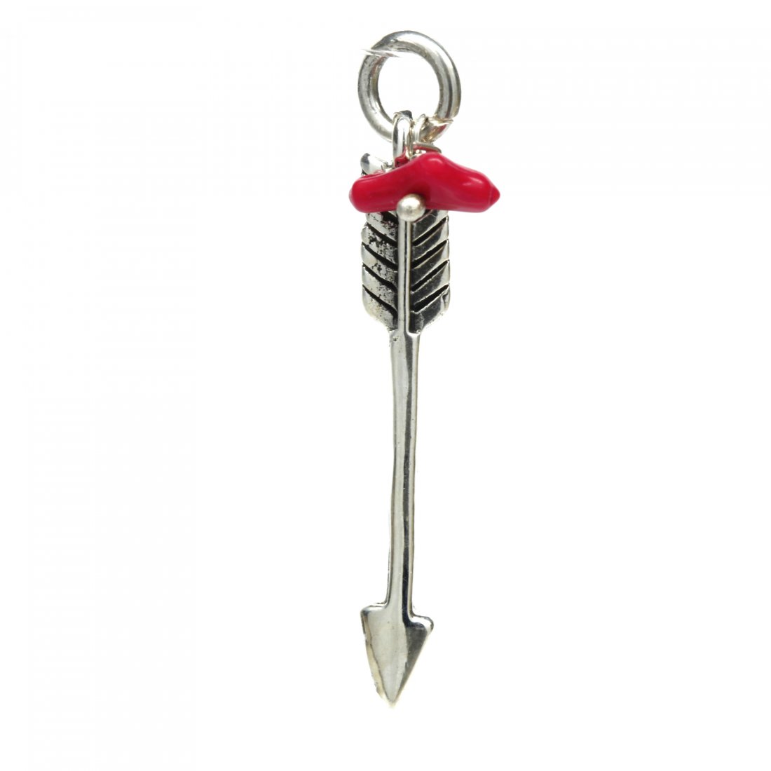 Estate 925 Silver Arrow Red Bead Pendant/Charm (1 of 1)