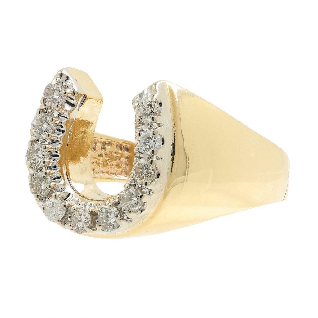 Men's Estate 14K Yellow Gold Diamond Horse Shoe Good (1 of 5)