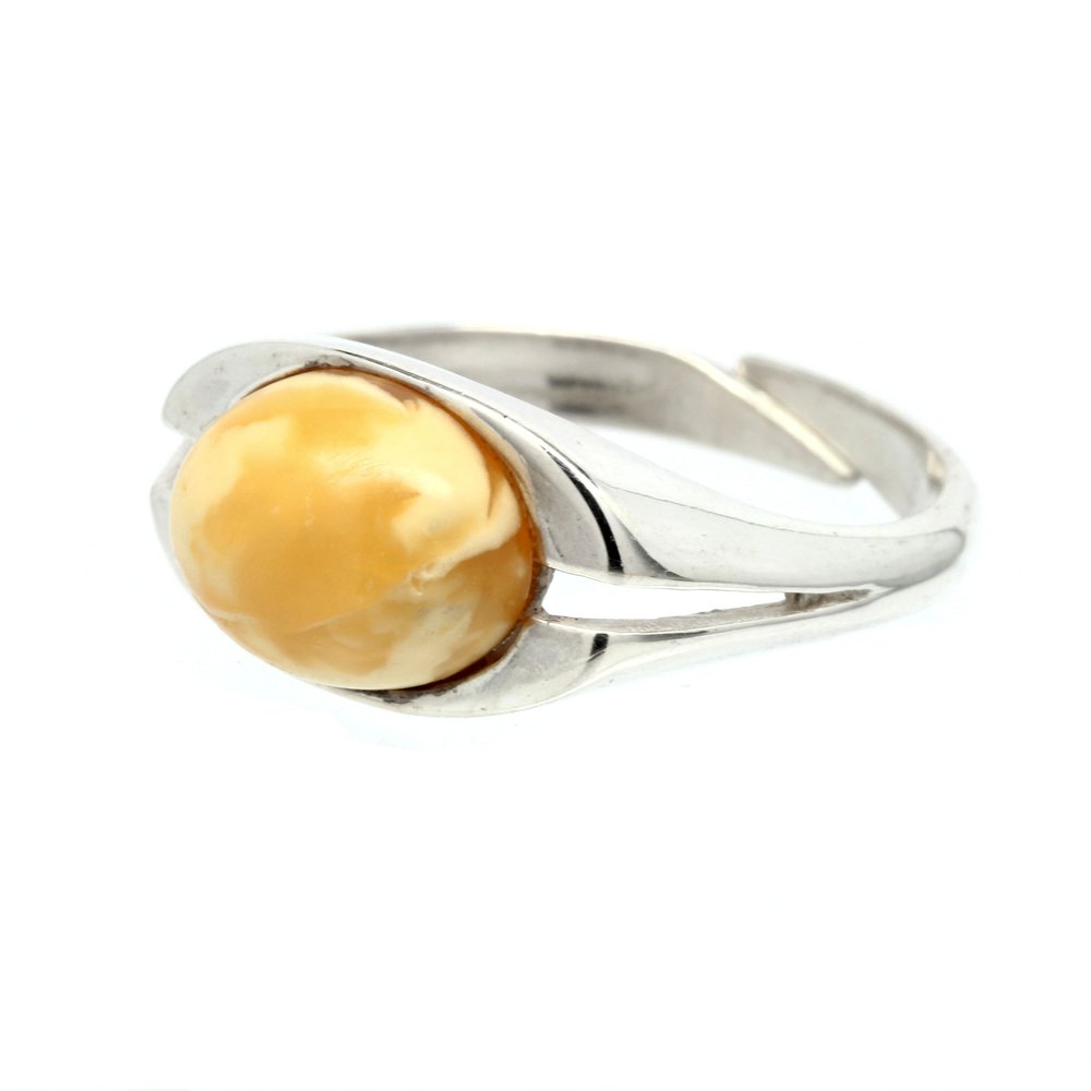Estate 925 Ladies Silver Honey Amber Right Hand Ring (1 of 2)
