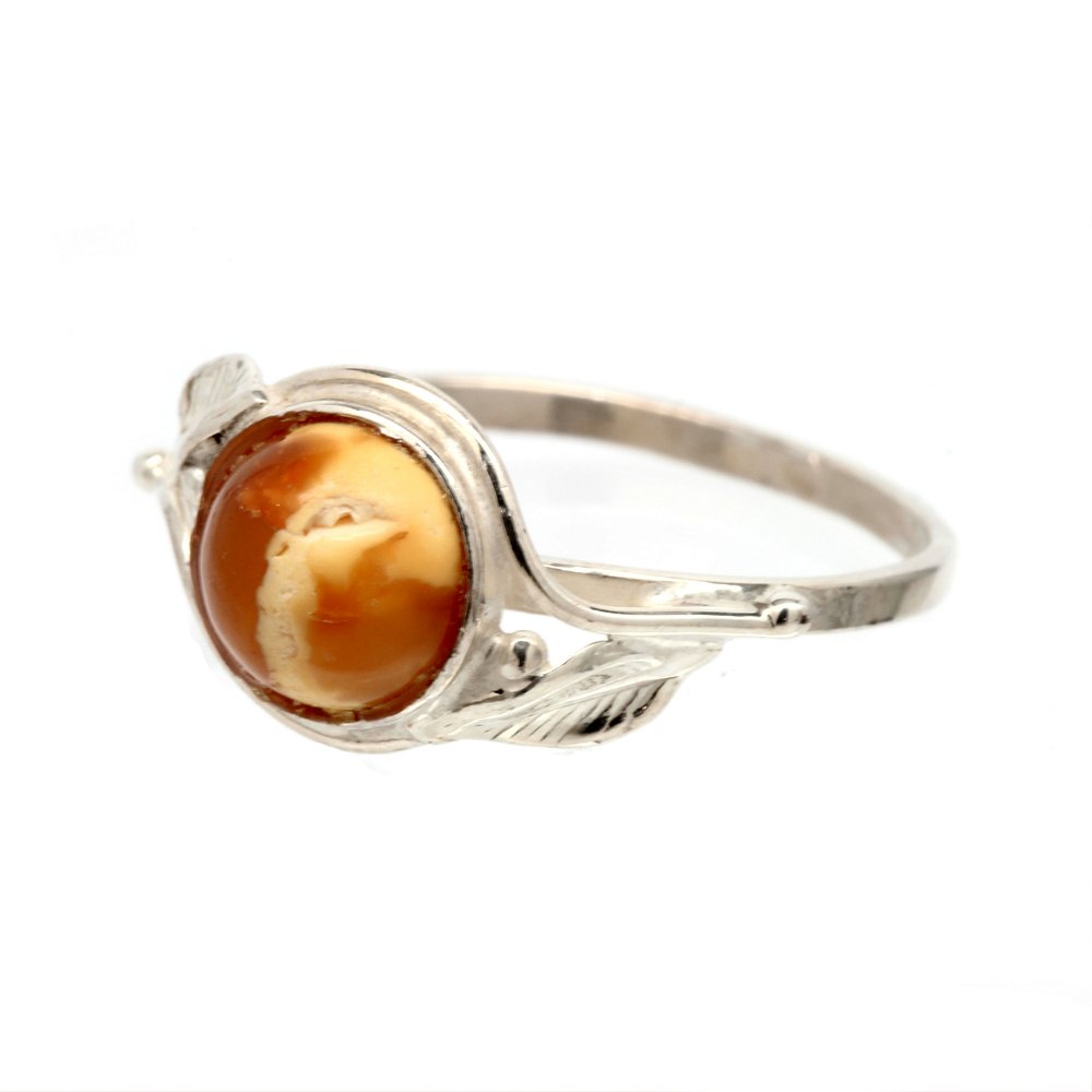Estate 925 Ladies Silver Yellow Amber Right Hand Ring (1 of 2)