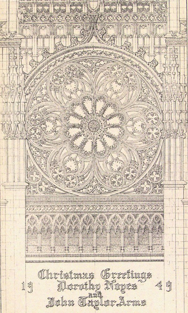 JOHN TAYLOR ARMS (American): John Taylor Arms (American, 1887 - 1953) Group of 6 Prints. Group of Greeting Cards. Print reproductions. 1932. Most signed and dated in pencil. (Various Sizes): 2 3/8 x 1 in. (60 x 25 mm). [6].