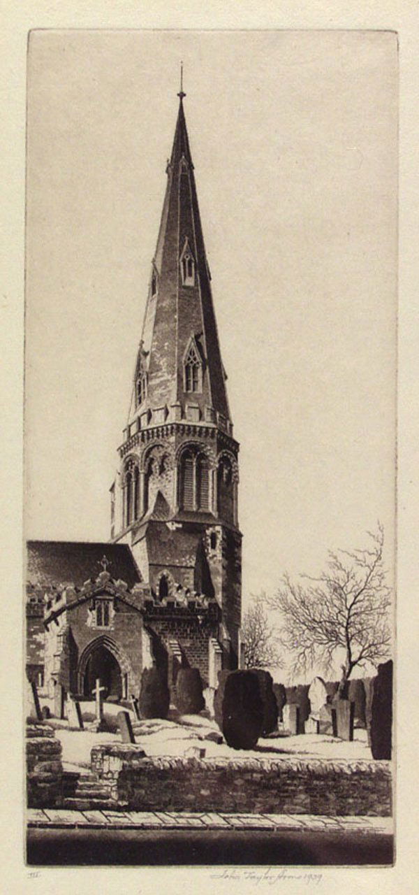 JOHN TAYLOR ARMS (American) Etching: John Taylor Arms (American, 1887 - 1953) Stanwick. Etching. 1939. Edition of 210. Signed and dated in pencil. 7 1/4 x 3 1/4 in. (184 x 83 mm). Sheet Size: 11 1/8 x 7 7/8 in. (283 x 200 mm). Light soil