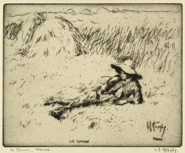 LESTER G. HORNBY (American) Etching with drypoint